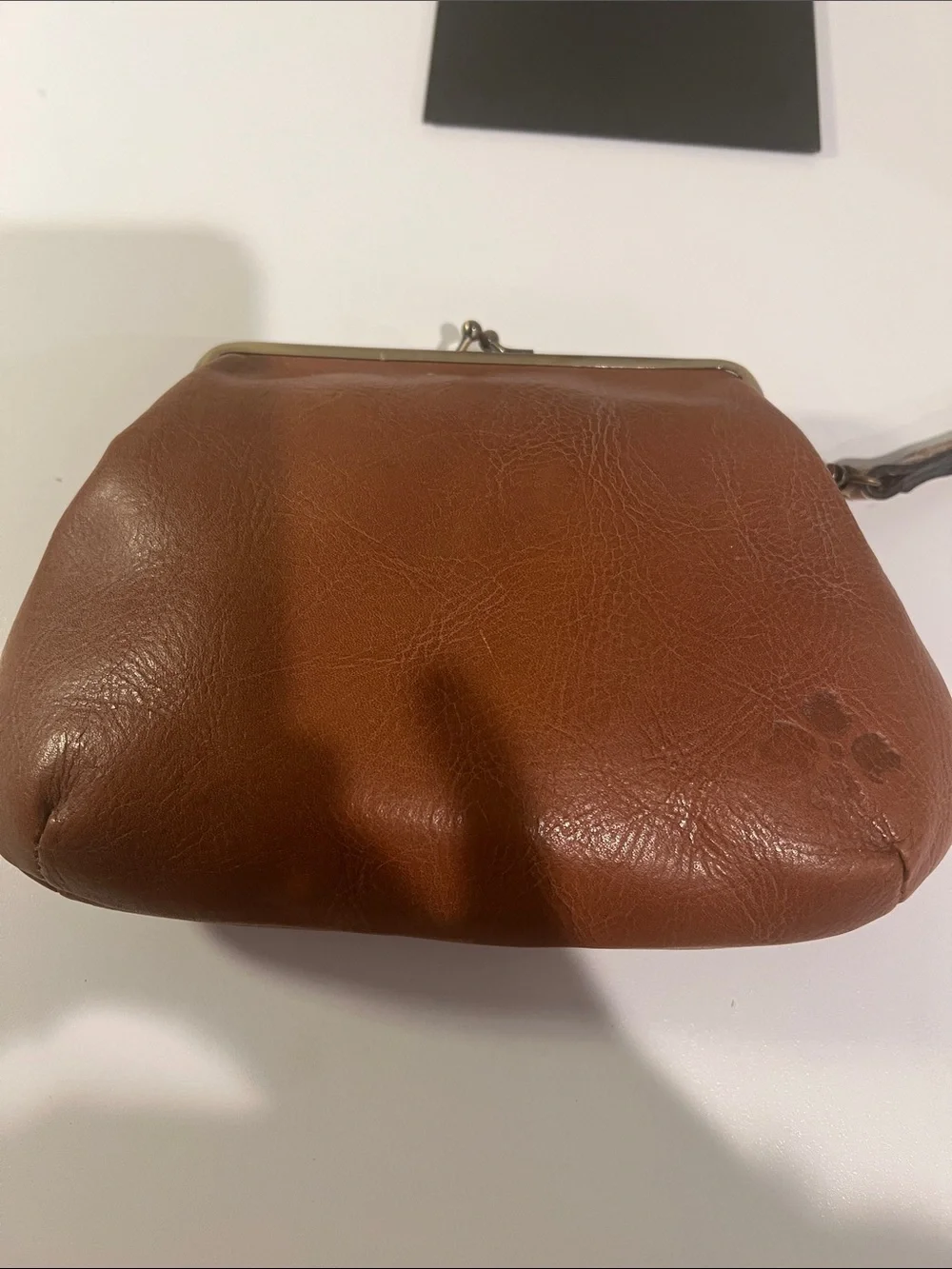 Patricia Nash Tan Embossed Leather Frame-Top Clutch